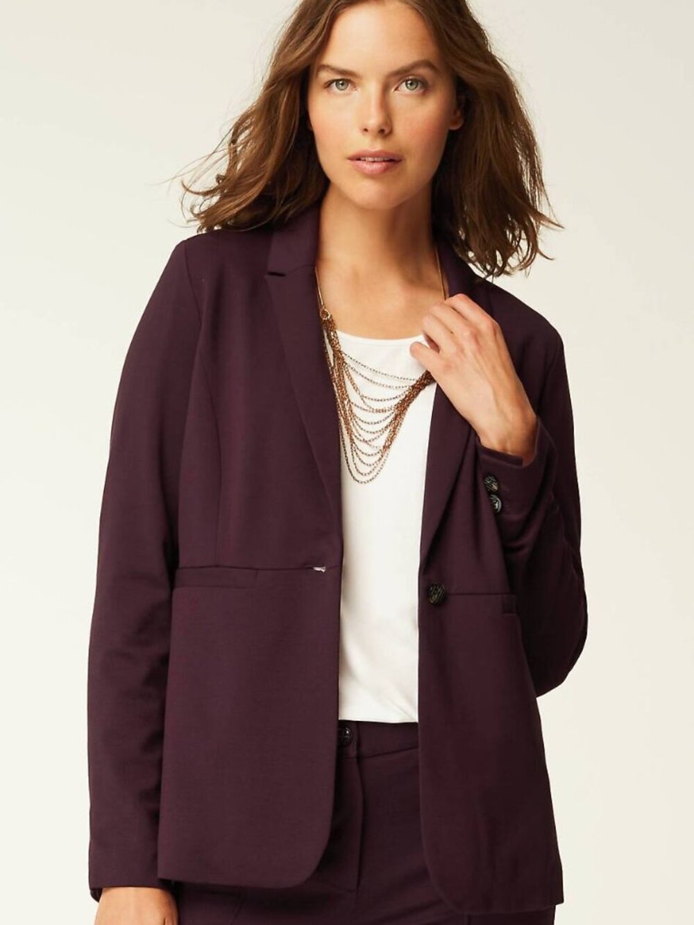 NWT J. Jill Wearever Size Small Purple One-Button Ponte Blazer Jacket NEW